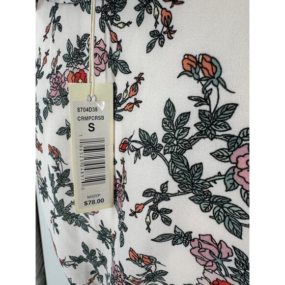 Max Studio White Ruffle Floral Wrap Top Tie Waist Blouse Sleeveless Small NWT - Picture 5 of 8